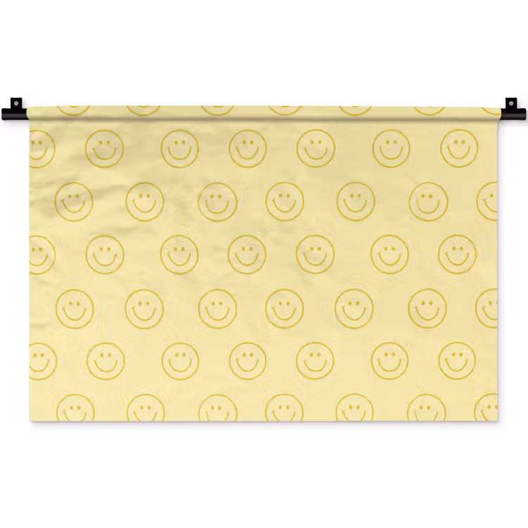 Wandkleed - Smileys - Patroon - Retro - Zachtgeel — 1