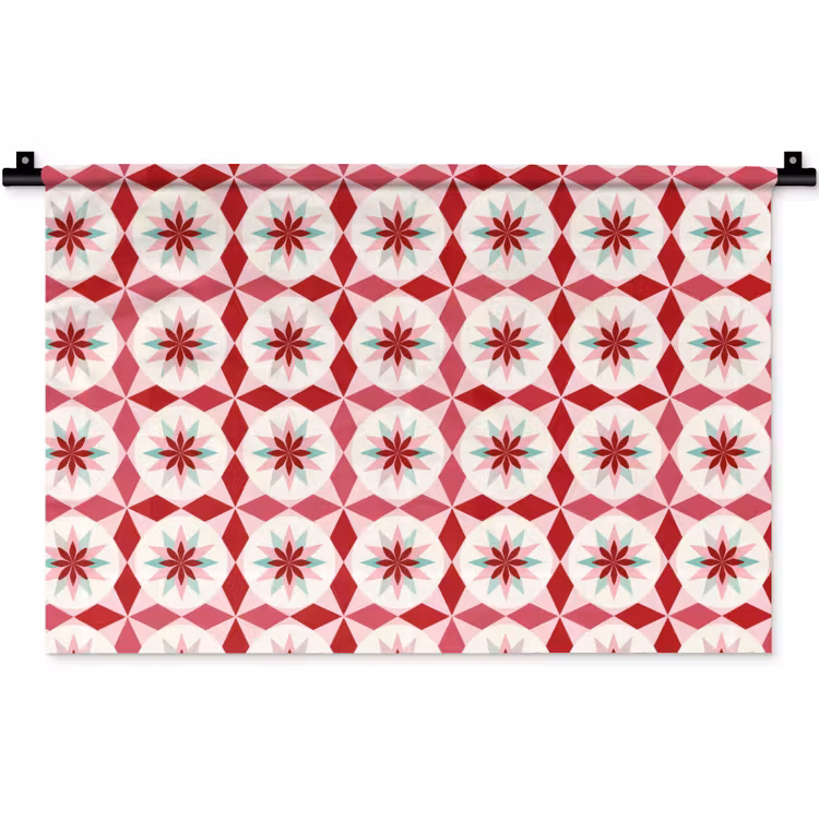 Wandkleed - Tegelpatroon - Sterren - Retro - Roze - Mintgroen — 1