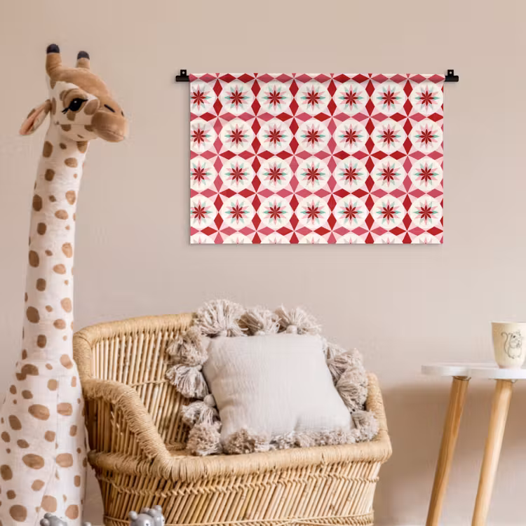 Wandkleed - Tegelpatroon - Sterren - Retro - Roze - Mintgroen — 5