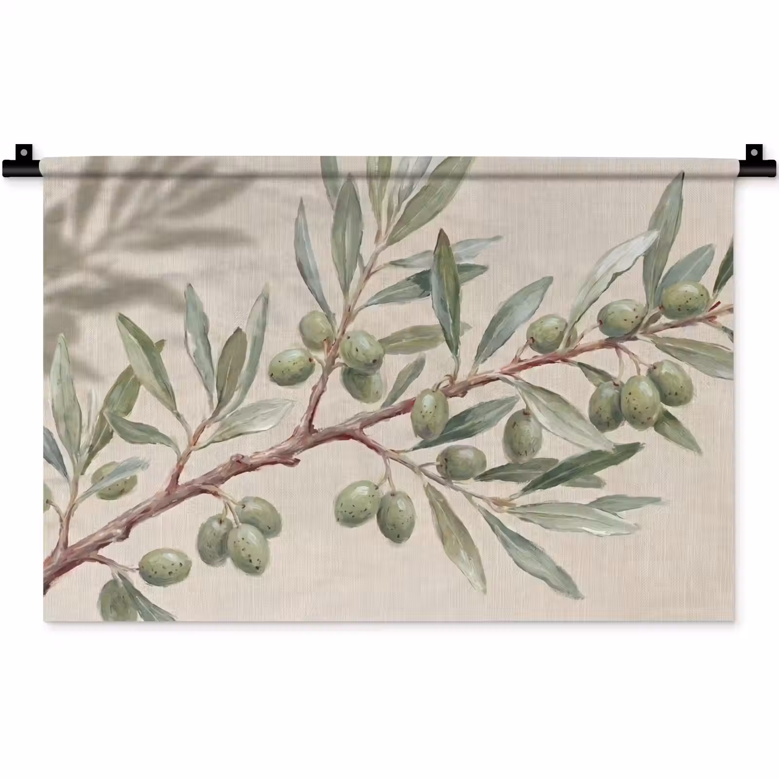Wandkleed - Olijftak - Bladeren - Natuur - Groen - Beige — 1