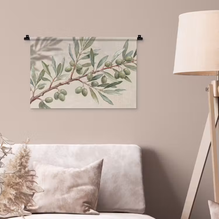 Wandkleed - Olijftak - Bladeren - Natuur - Groen - Beige — 2