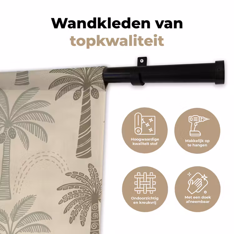 Wandkleed - Palmbomen - Patroon - Tropisch - Beige — 3