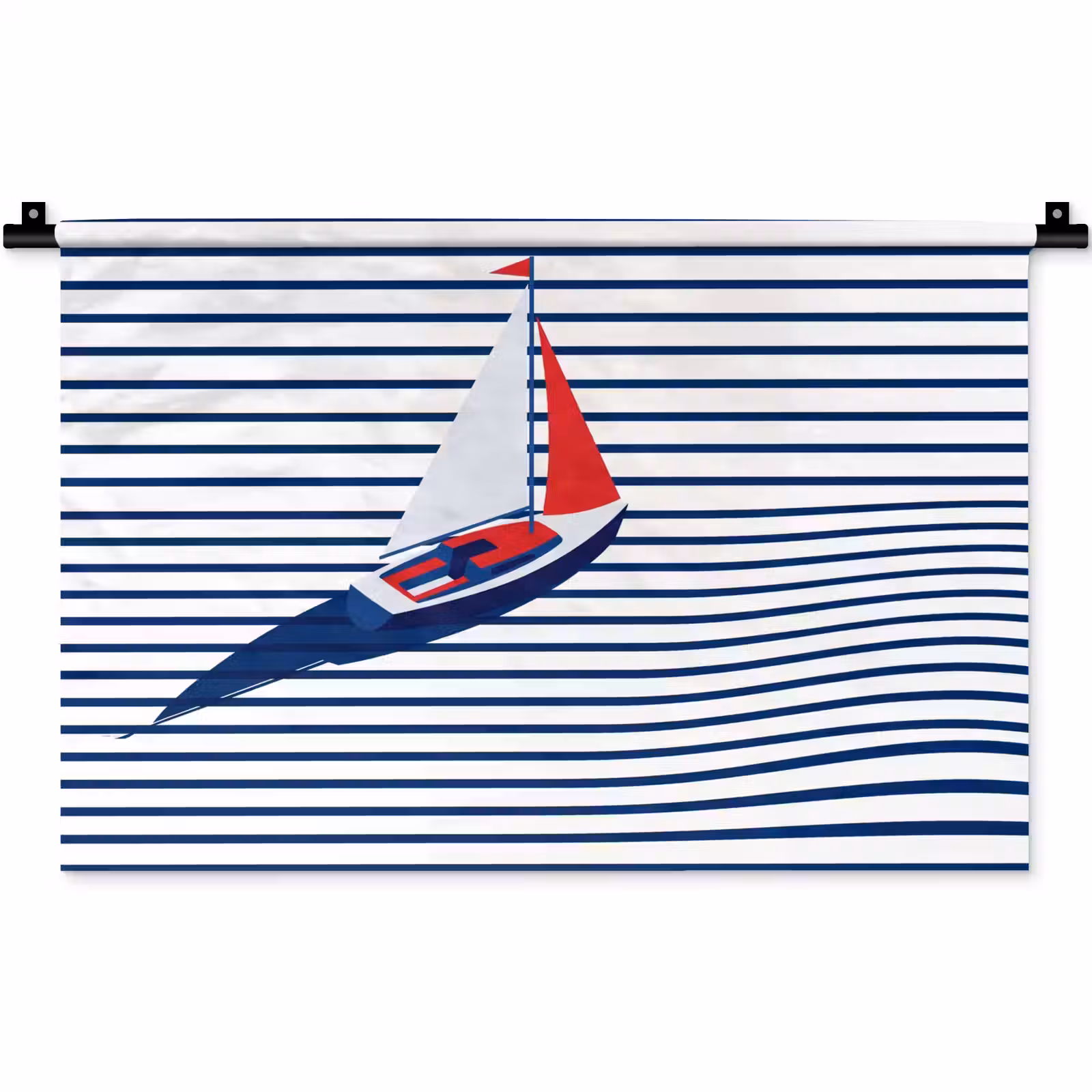 Wandkleed - Boot - Water - Abstract - Blauw — 1