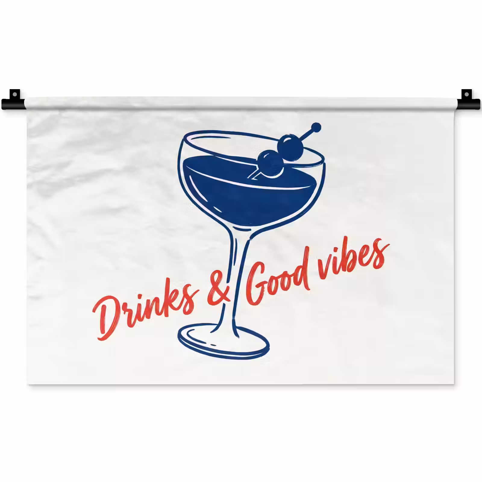 Wandkleed - Cocktail - Glas - Illustratie - Blauw - Wit — 1