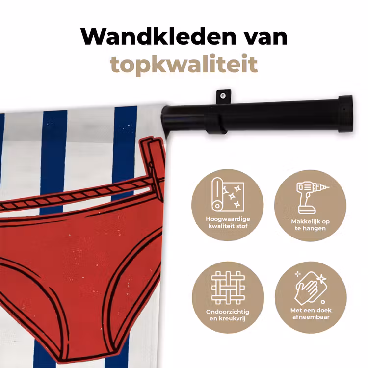 Wandkleed - Badkleding - Waslijn - Zomer - Illustratie - Rood — 3