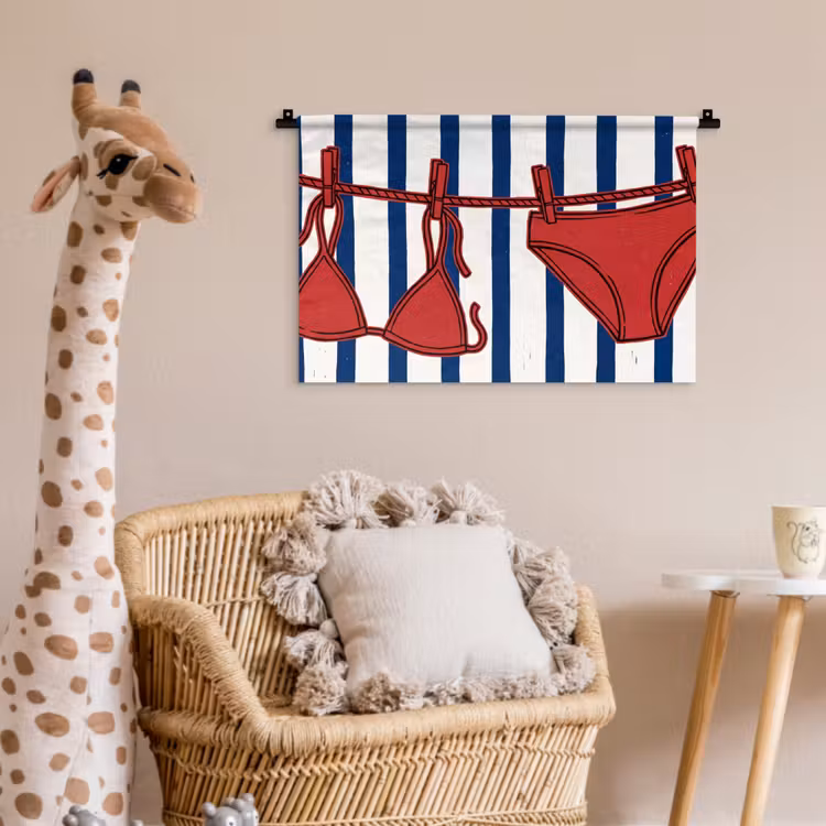 Wandkleed - Badkleding - Waslijn - Zomer - Illustratie - Rood — 5
