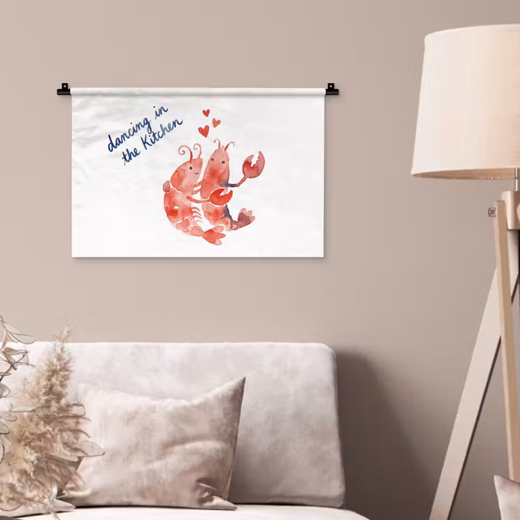 Wandkleed - Dier - Dans - Liefde - Waterverf - Rood — 2