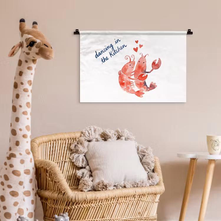 Wandkleed - Dier - Dans - Liefde - Waterverf - Rood — 5