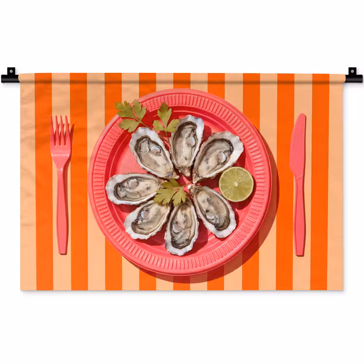 Wandkleed - Eten - Oester - Zeevruchten - Oranje - Modern — 1