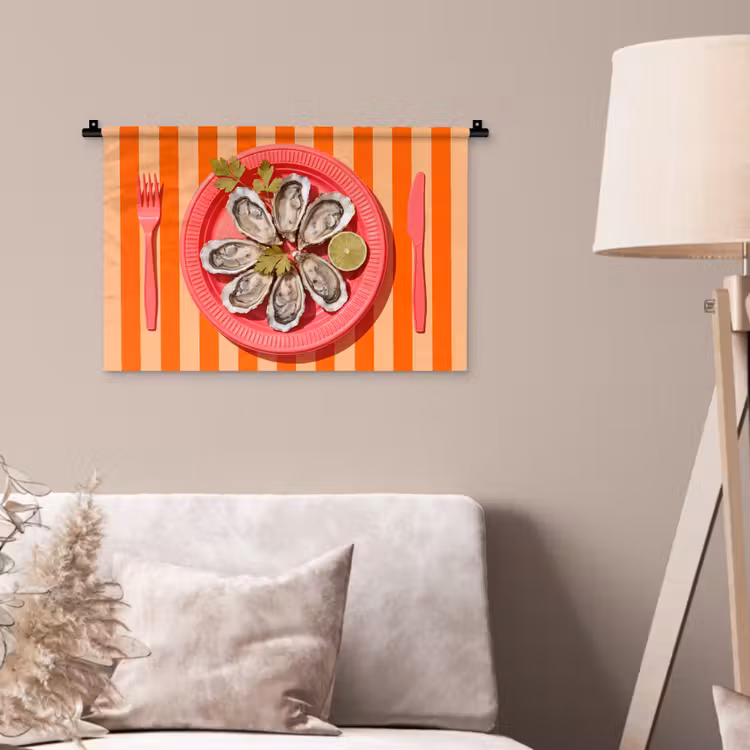 Wandkleed - Eten - Oester - Zeevruchten - Oranje - Modern — 2