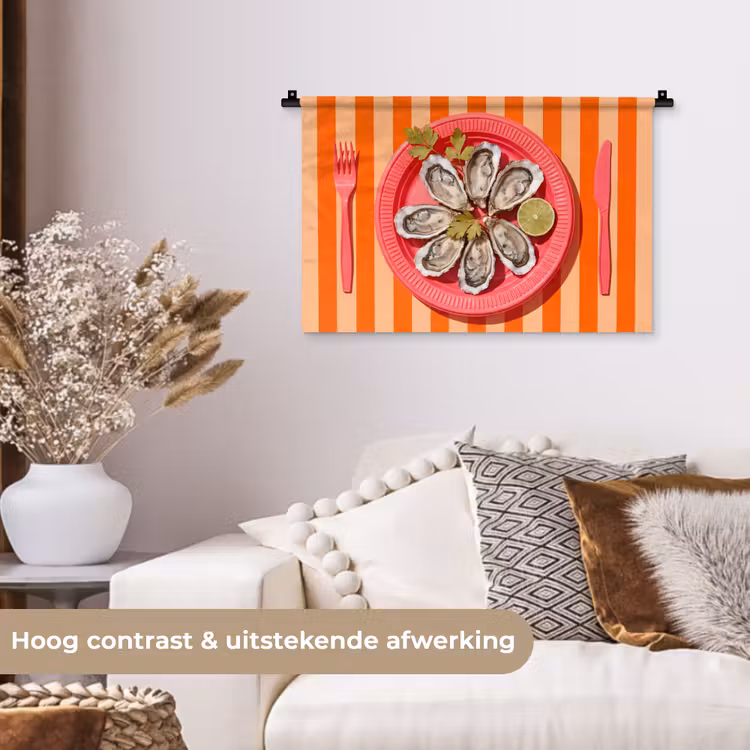 Wandkleed - Eten - Oester - Zeevruchten - Oranje - Modern — 4