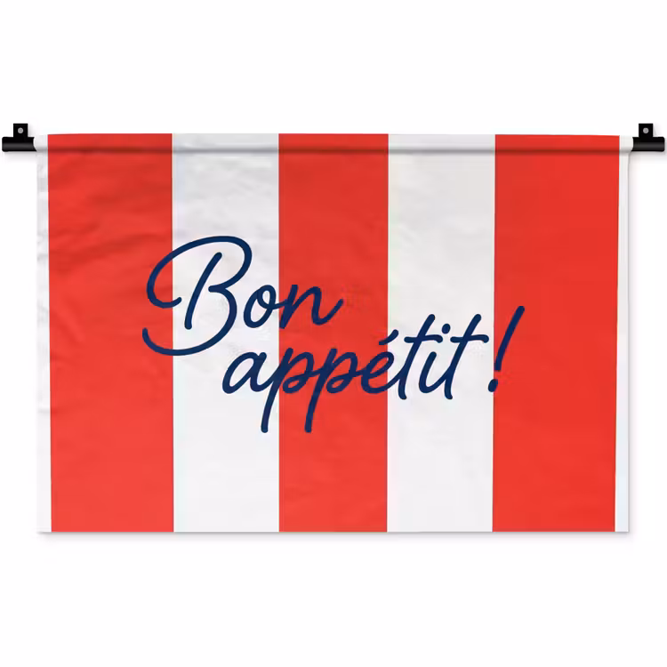 Wandkleed - Eten - Spreuk - Keuken - Grafisch - Rood-Wit — 1