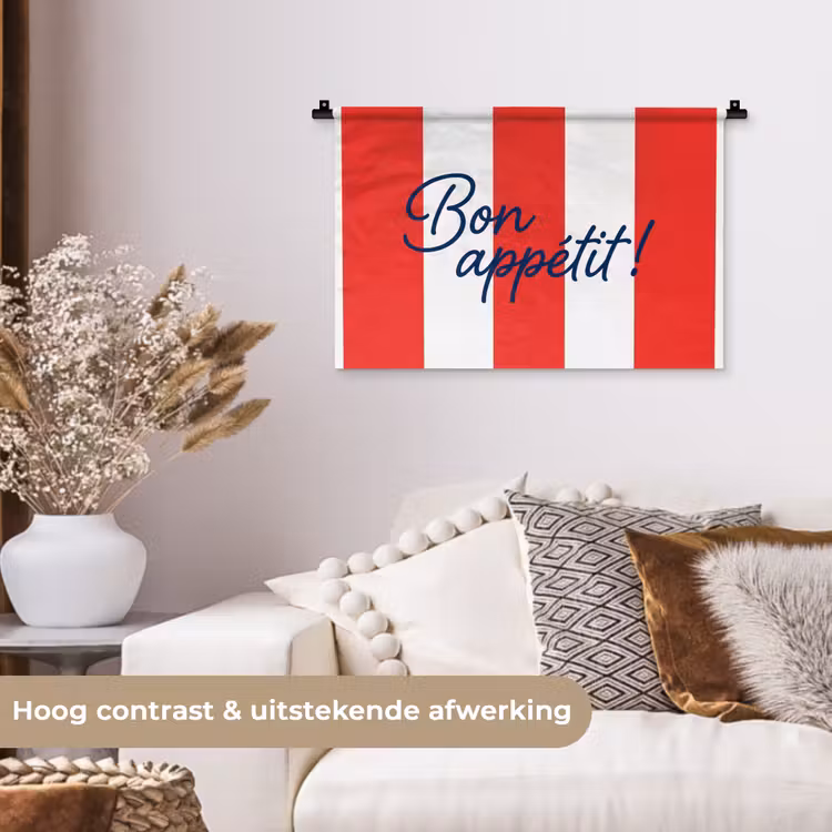 Wandkleed - Eten - Spreuk - Keuken - Grafisch - Rood-Wit — 4