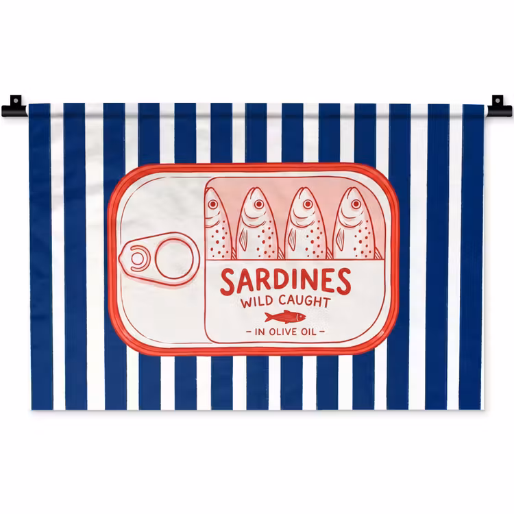 Wandkleed - Eten - Vis - Blik - Illustratie - Rood — 1