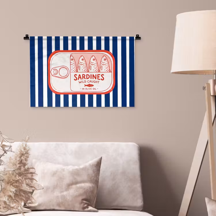 Wandkleed - Eten - Vis - Blik - Illustratie - Rood — 2