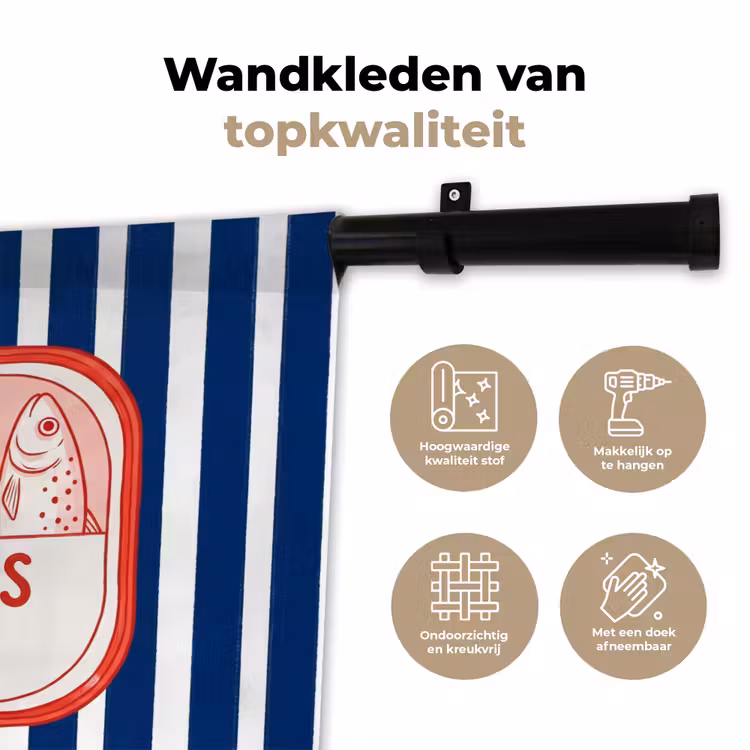 Wandkleed - Eten - Vis - Blik - Illustratie - Rood — 3