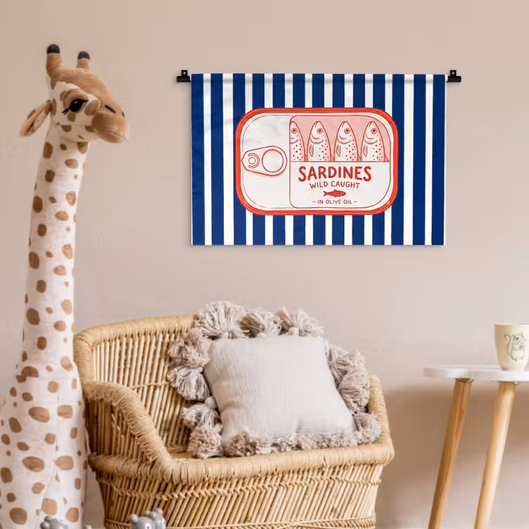 Wandkleed - Eten - Vis - Blik - Illustratie - Rood — 5