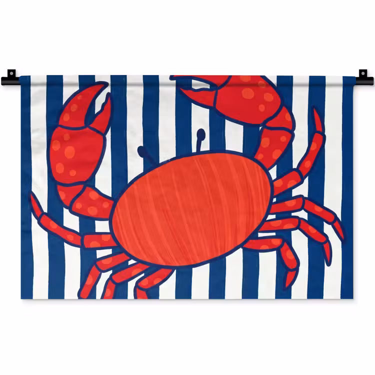 Wandkleed - Krab - Strepen - Zeeleven - Illustratie - Rood — 1