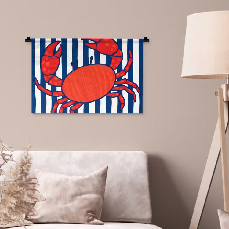 Wandkleed - Krab - Strepen - Zeeleven - Illustratie - Rood — 2