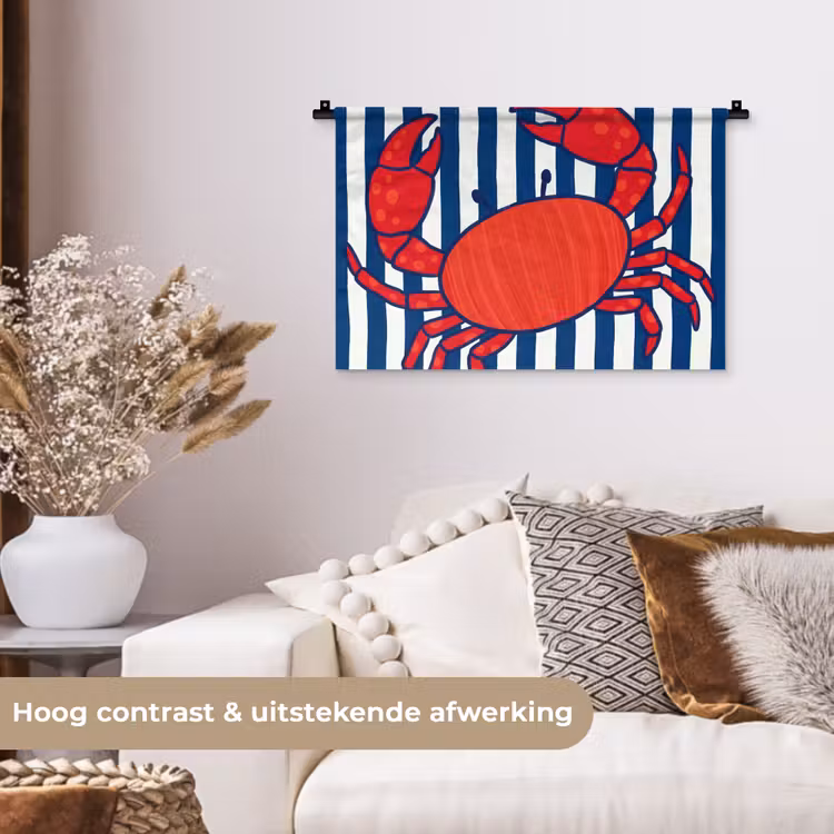 Wandkleed - Krab - Strepen - Zeeleven - Illustratie - Rood — 4