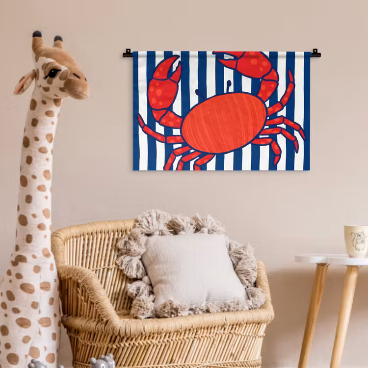Wandkleed - Krab - Strepen - Zeeleven - Illustratie - Rood — 5