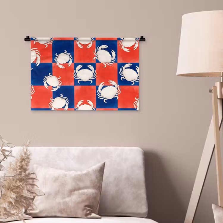 Wandkleed - Patroon - Zeeleven - Rood - Blauw - Abstract — 2