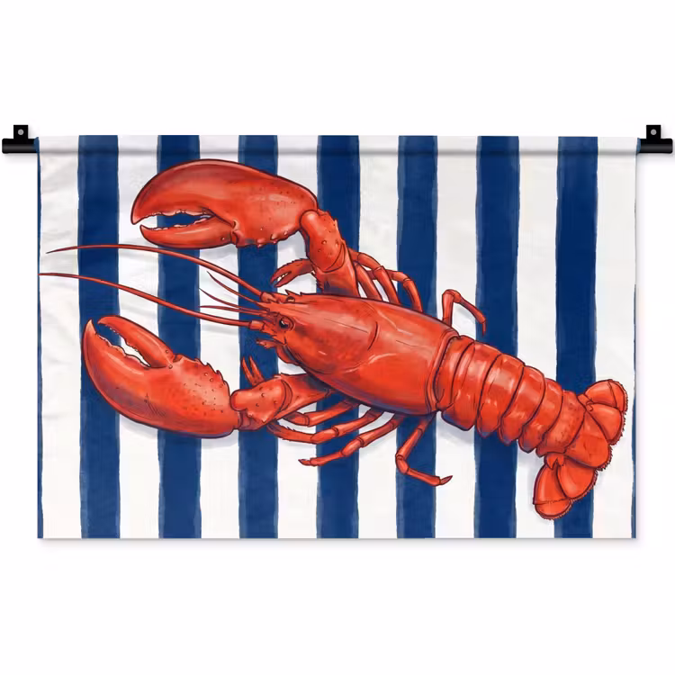 Wandkleed - Schaaldier - Kreeft - Marine - Illustratie - Rood — 1