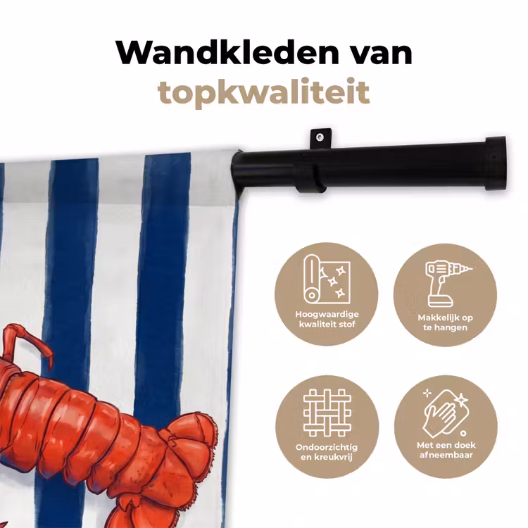Wandkleed - Schaaldier - Kreeft - Marine - Illustratie - Rood — 3