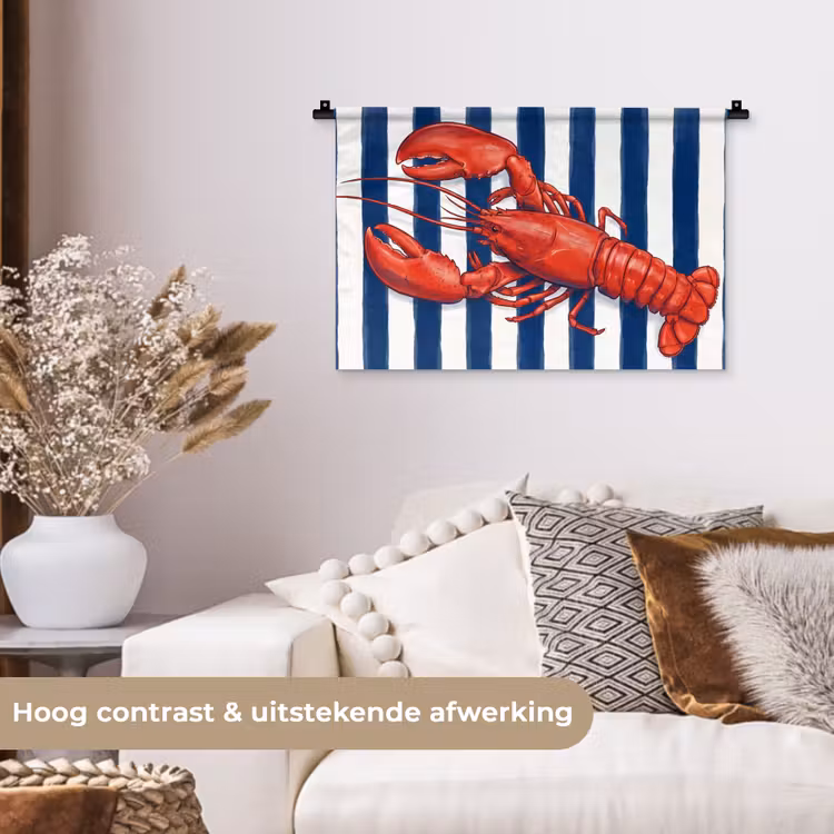 Wandkleed - Schaaldier - Kreeft - Marine - Illustratie - Rood — 4