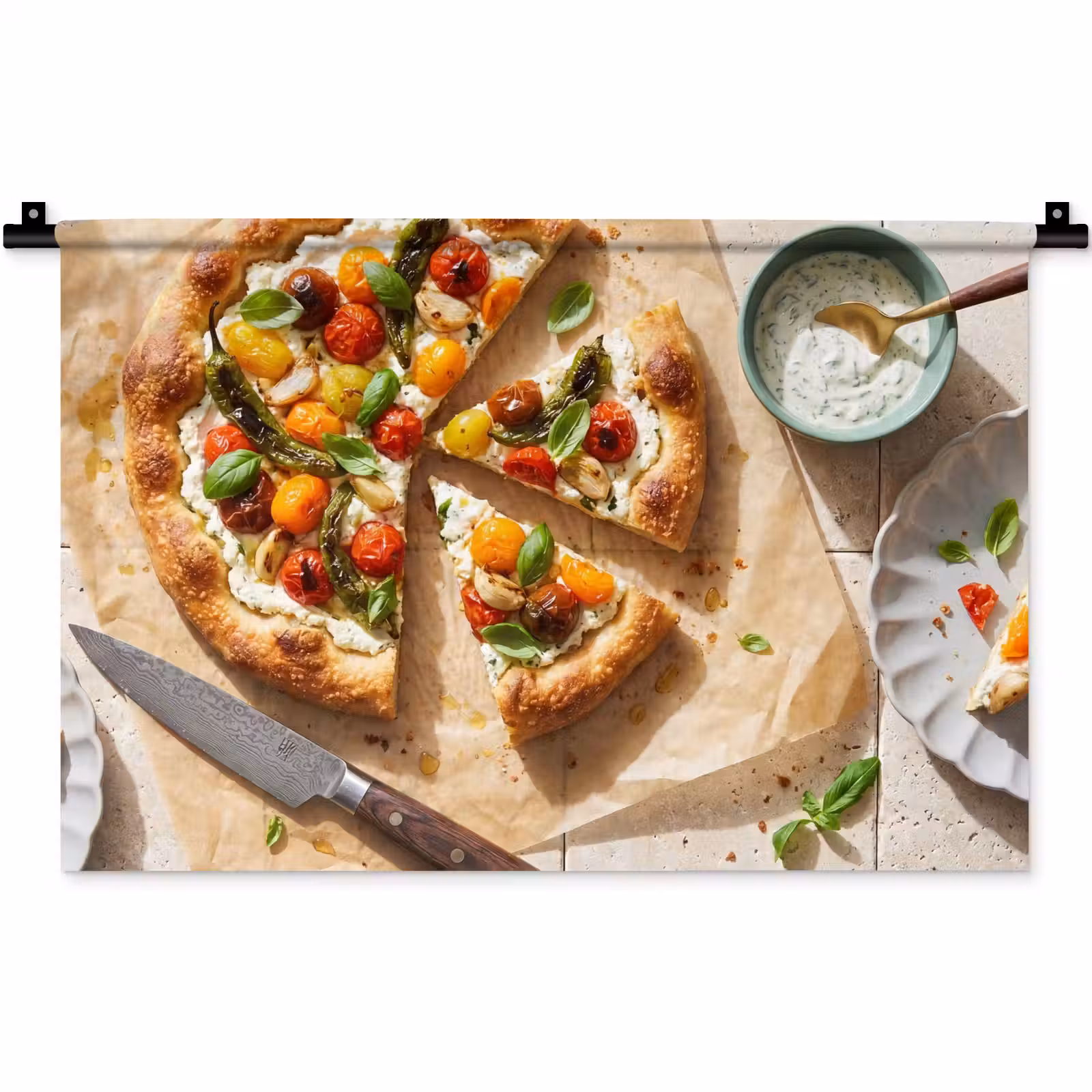 Wandkleed - Eten - Tomaten - Basilicum - Maaltijd - Vers — 1