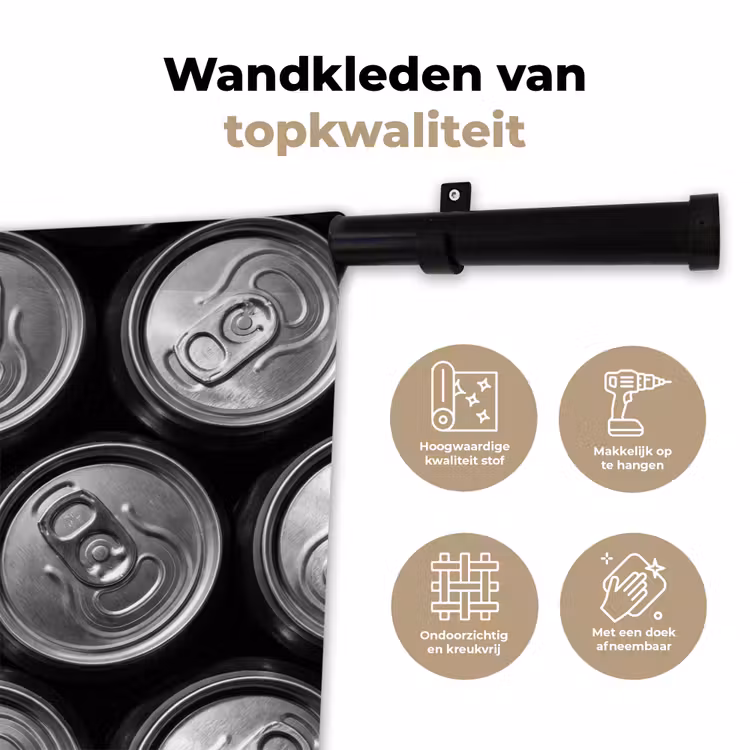 Wandkleed - Blikjes - Aluminium - Patroon - Industrieel - Zilver — 3