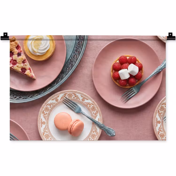 Wandkleed - Dessert - Taart - Gebak - Zoet - Roze — 1