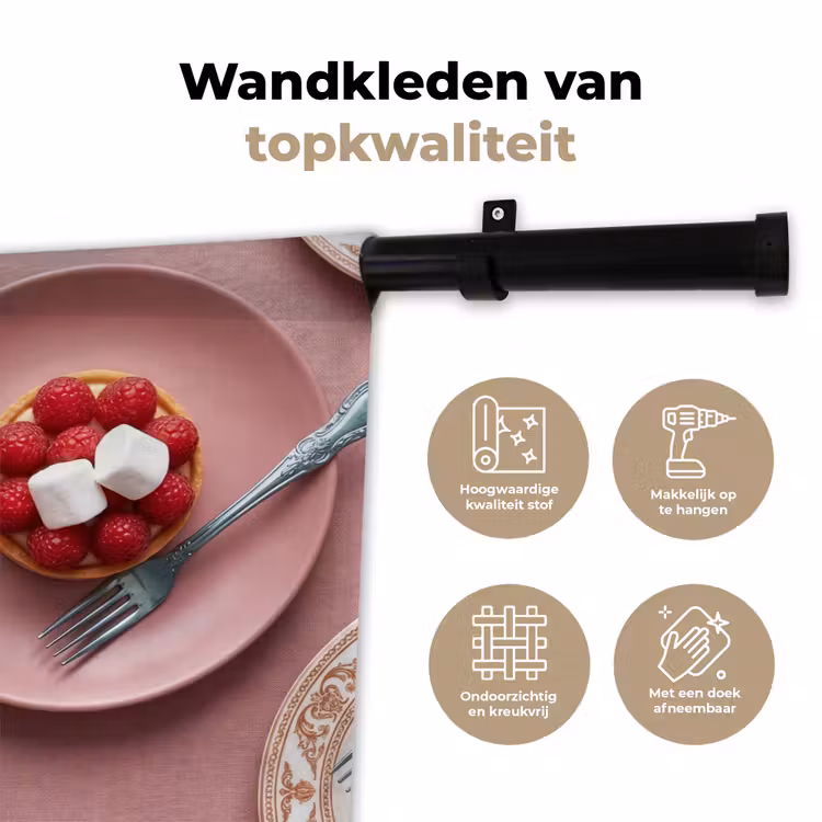 Wandkleed - Dessert - Taart - Gebak - Zoet - Roze — 3