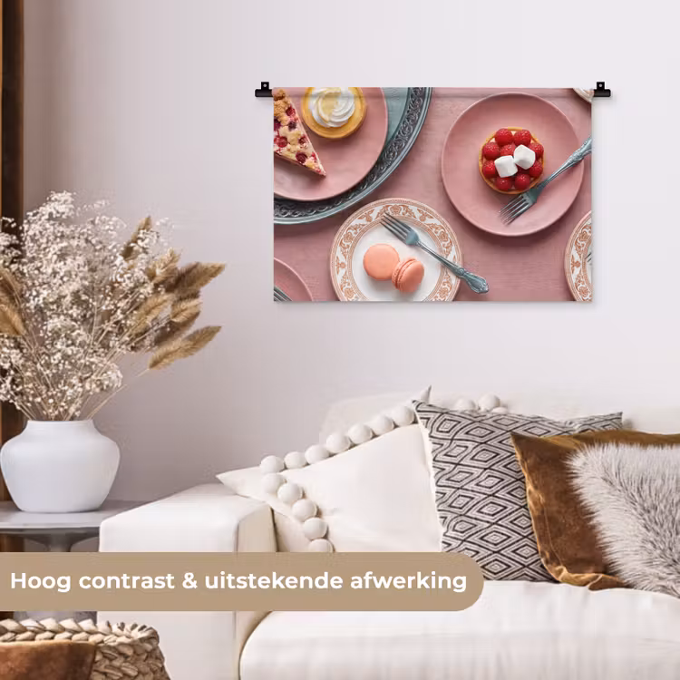 Wandkleed - Dessert - Taart - Gebak - Zoet - Roze — 4