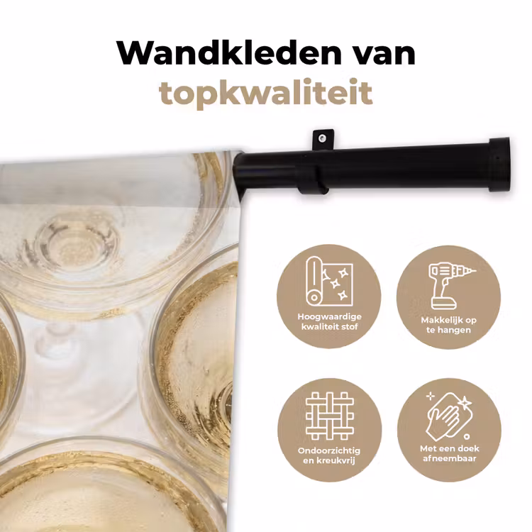 Wandkleed - Drank - Glazen - Feest - Goud — 3
