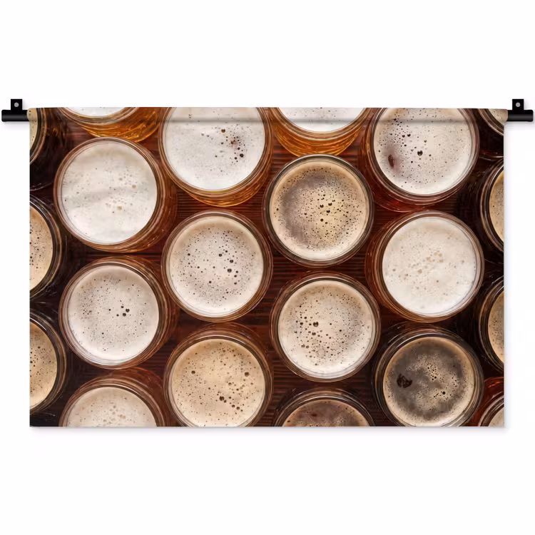 Wandkleed - Eten - Glazen - Drank - Patroon - Bruin — 1