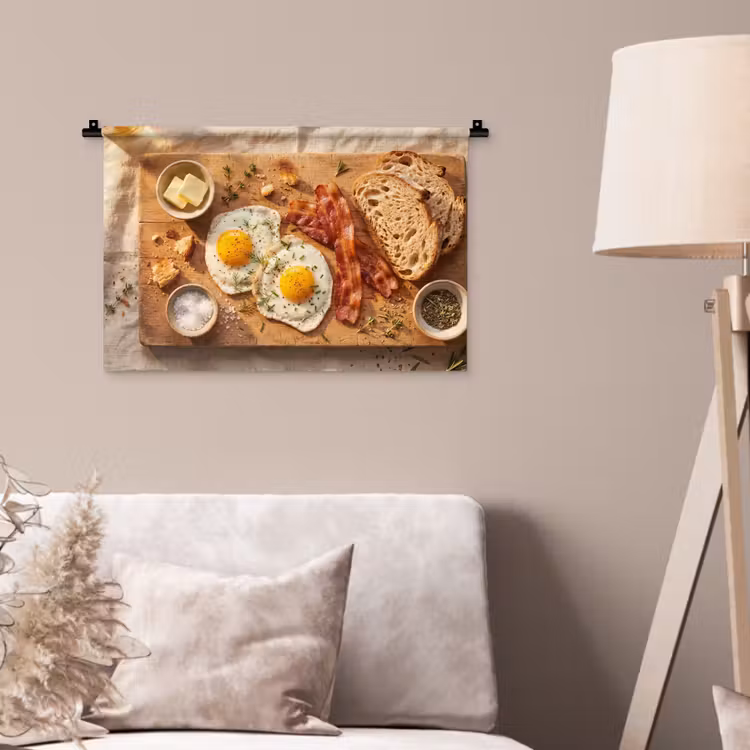 Wandkleed - Eten - Ontbijt - Hout - Rustiek - Geel — 2