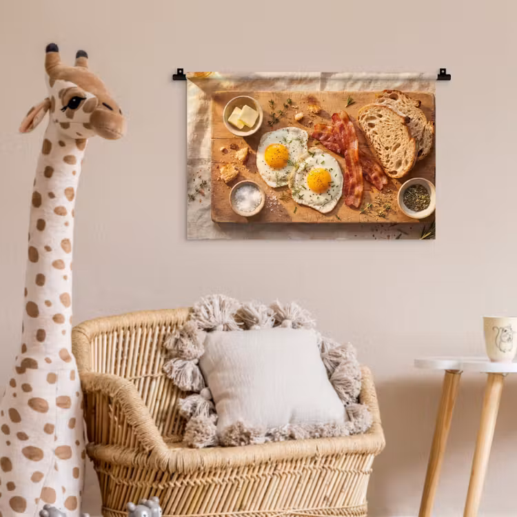 Wandkleed - Eten - Ontbijt - Hout - Rustiek - Geel — 5