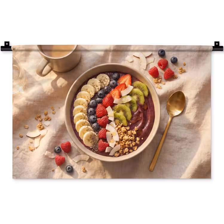Wandkleed - Eten - Ontbijtkom - Fruit - Gezond - Kleurrijk — 1