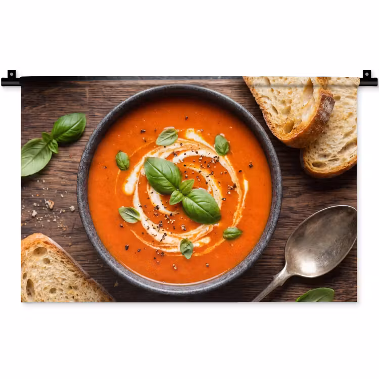 Wandkleed - Eten - Soep - Basilicum - Rustiek - Rood — 1