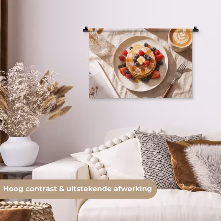 Wandkleed - Pannenkoeken - Bessen - Ontbijt - Modern - Beige — 4