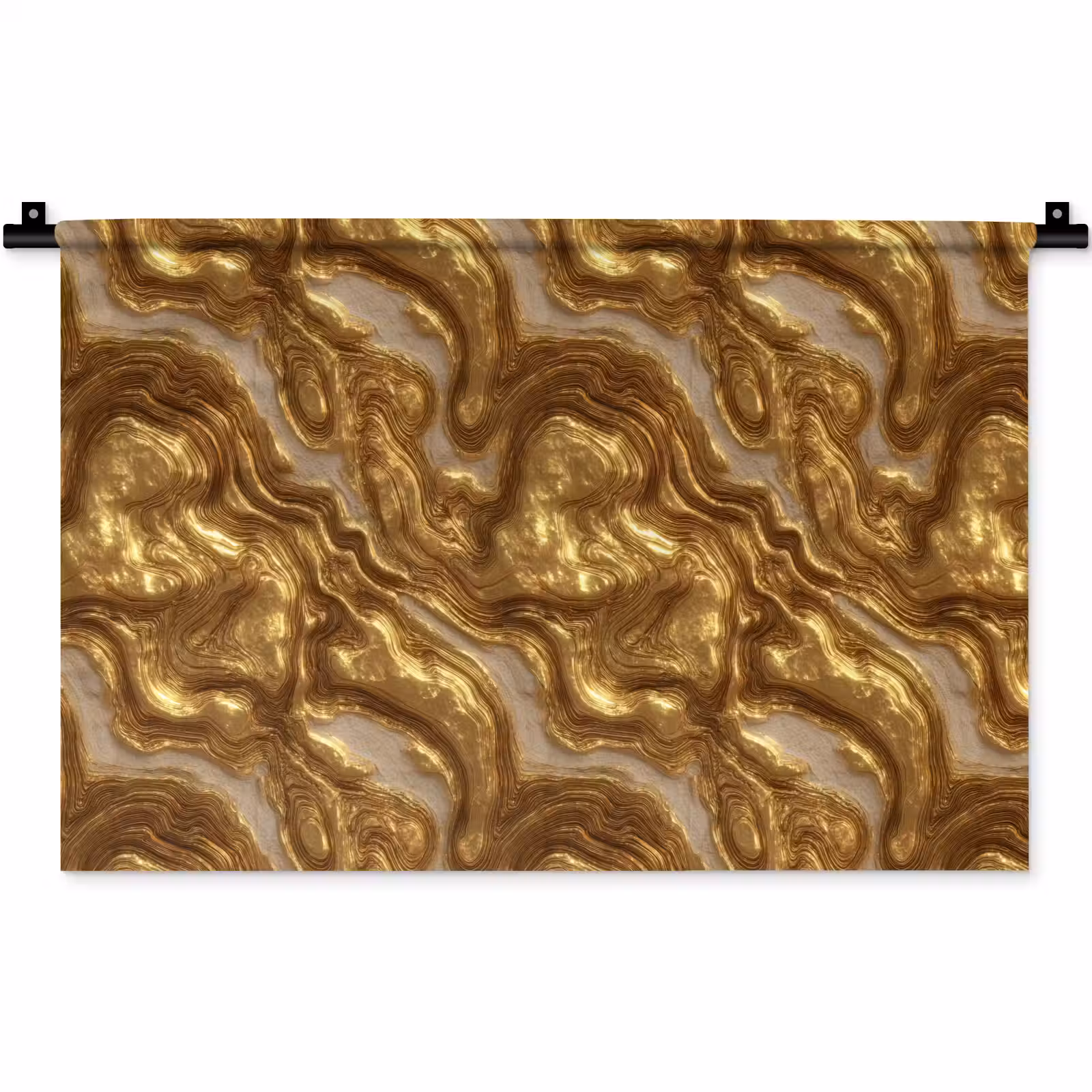Wandkleed - Golven - Organisch - Goud - Crème — 1