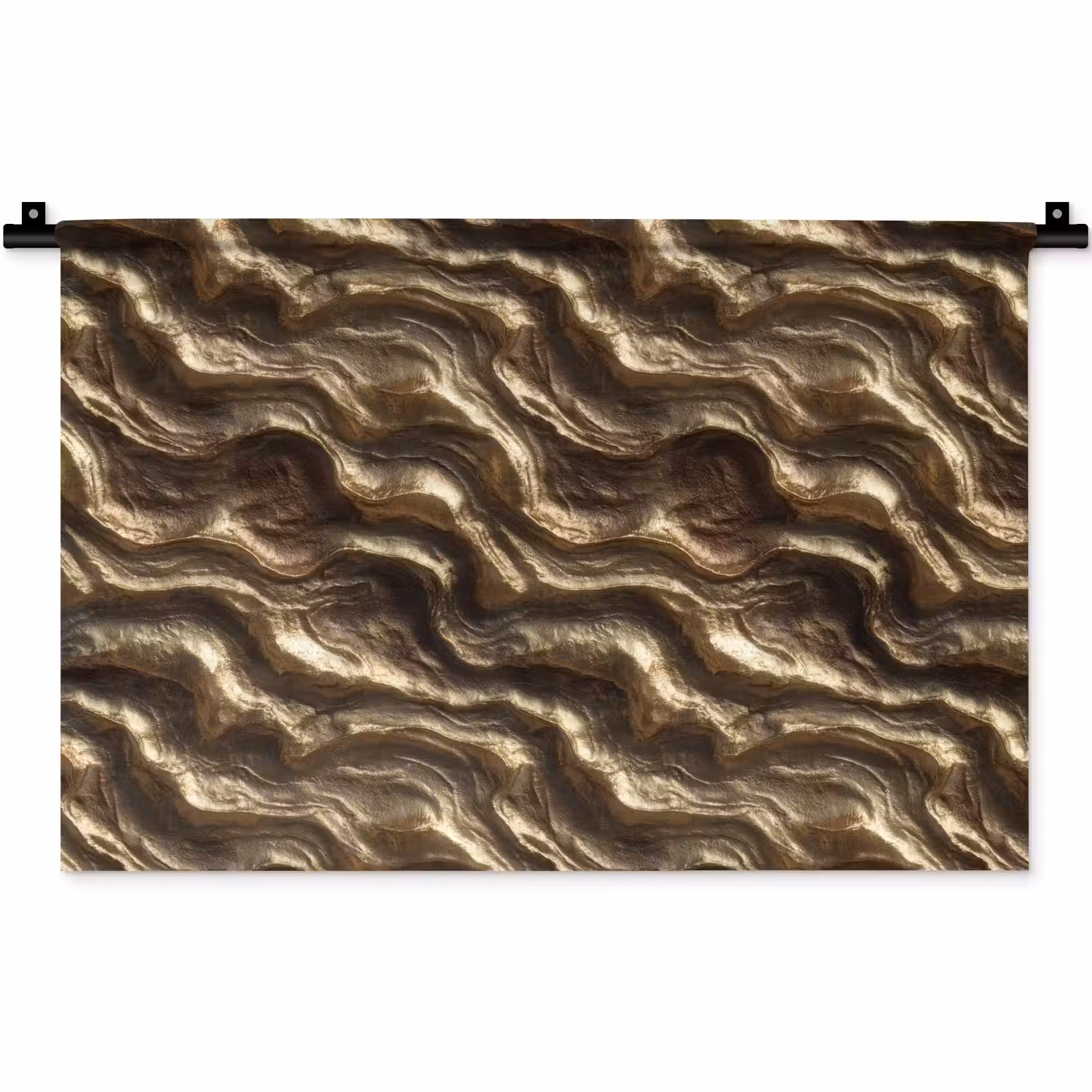 Wandkleed - Reliëf - Golven - Abstract - Bronsgoud — 1