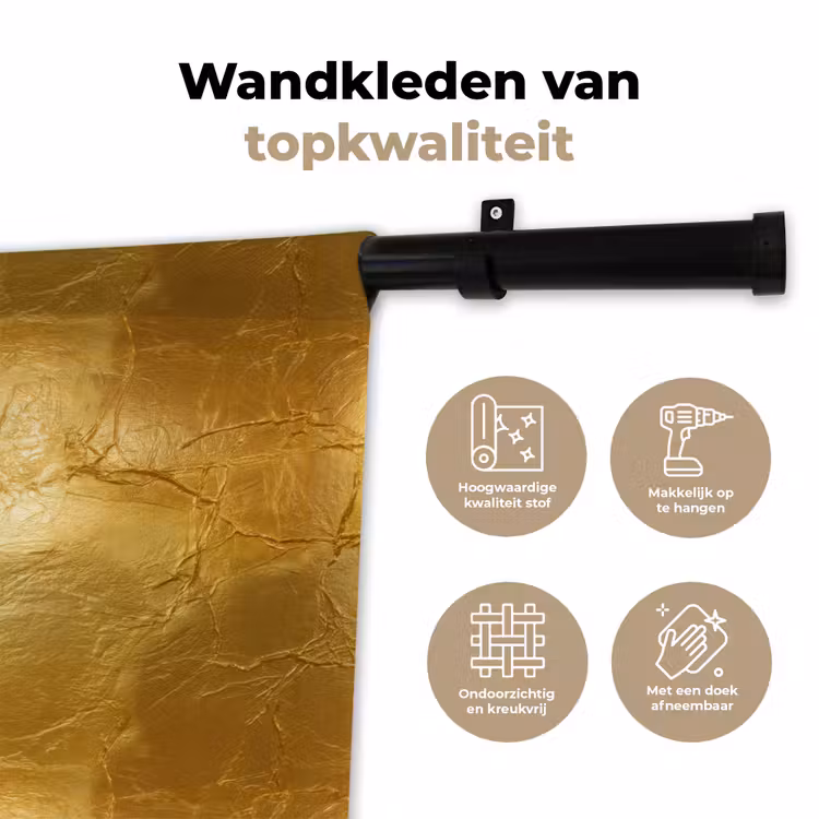 Wandkleed - Bladgoud - Vintage - Textuur - Warm Goud — 3