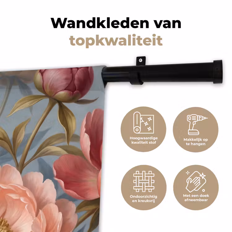Wandkleed - Bloemen - Roze - Beige - Modern - Natuur — 3