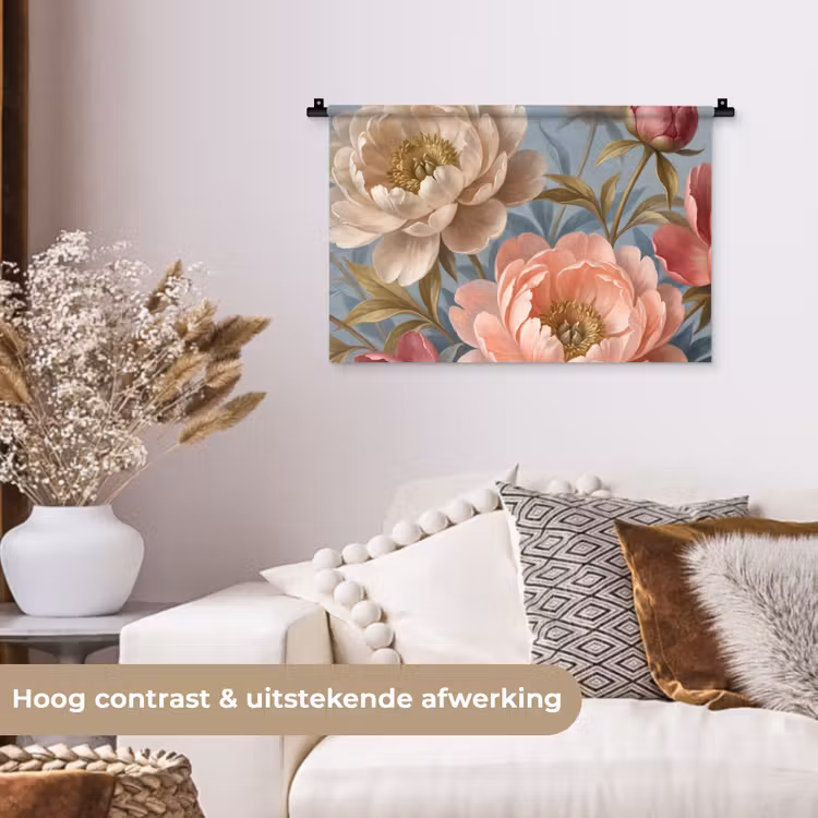Wandkleed - Bloemen - Roze - Beige - Modern - Natuur — 4