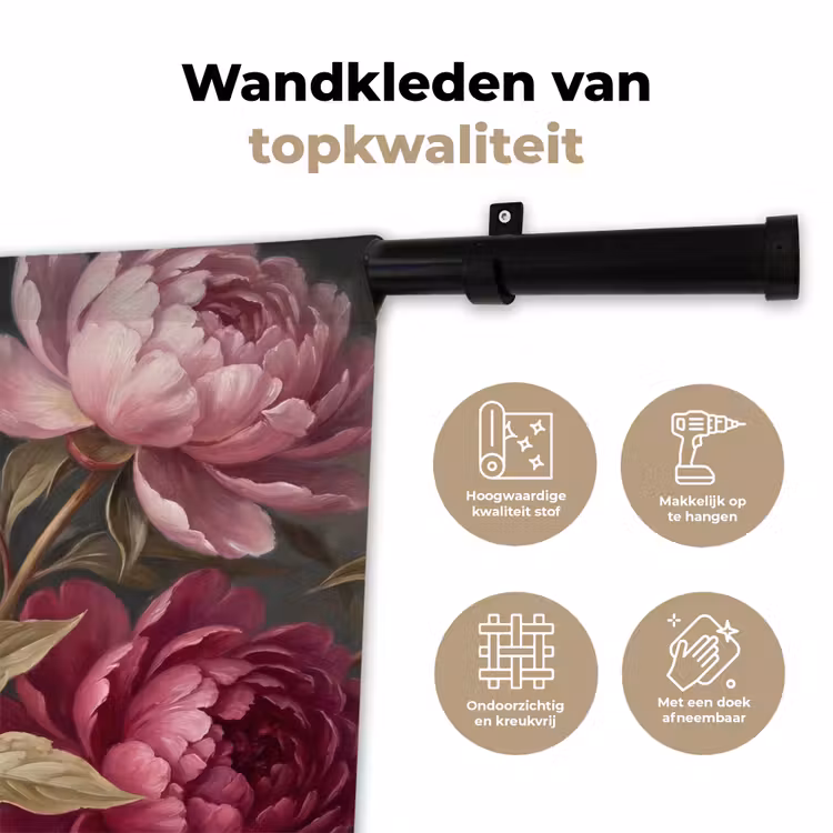 Wandkleed - Bloemen - Roze - Klassiek - Natuur — 3
