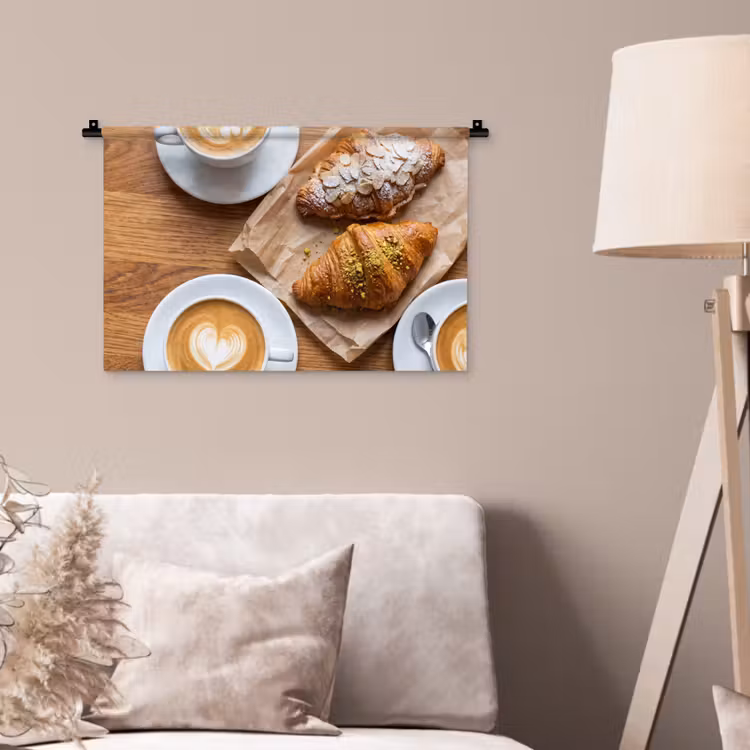 Wandkleed - Eten - Croissant - Koffie - Ontbijt - Modern — 2