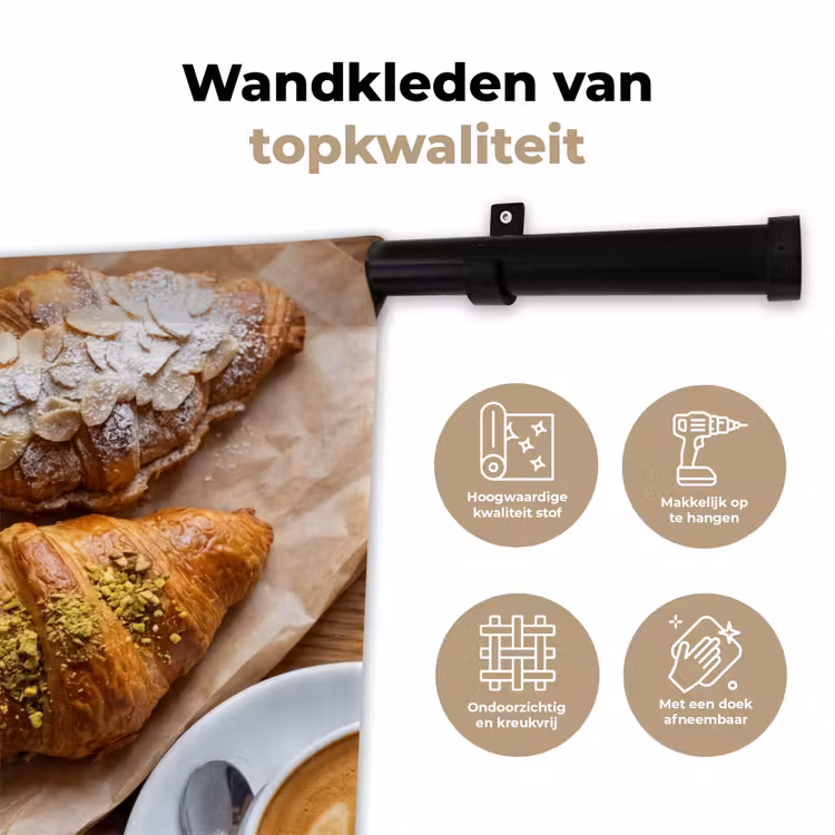 Wandkleed - Eten - Croissant - Koffie - Ontbijt - Modern — 3