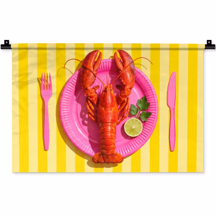 Wandkleed - Eten - Roze - Geel - Modern - Culinaire — 1